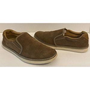 Joseph Abboud Mens Loafers Perforated Brown Suede Slip On Shoes